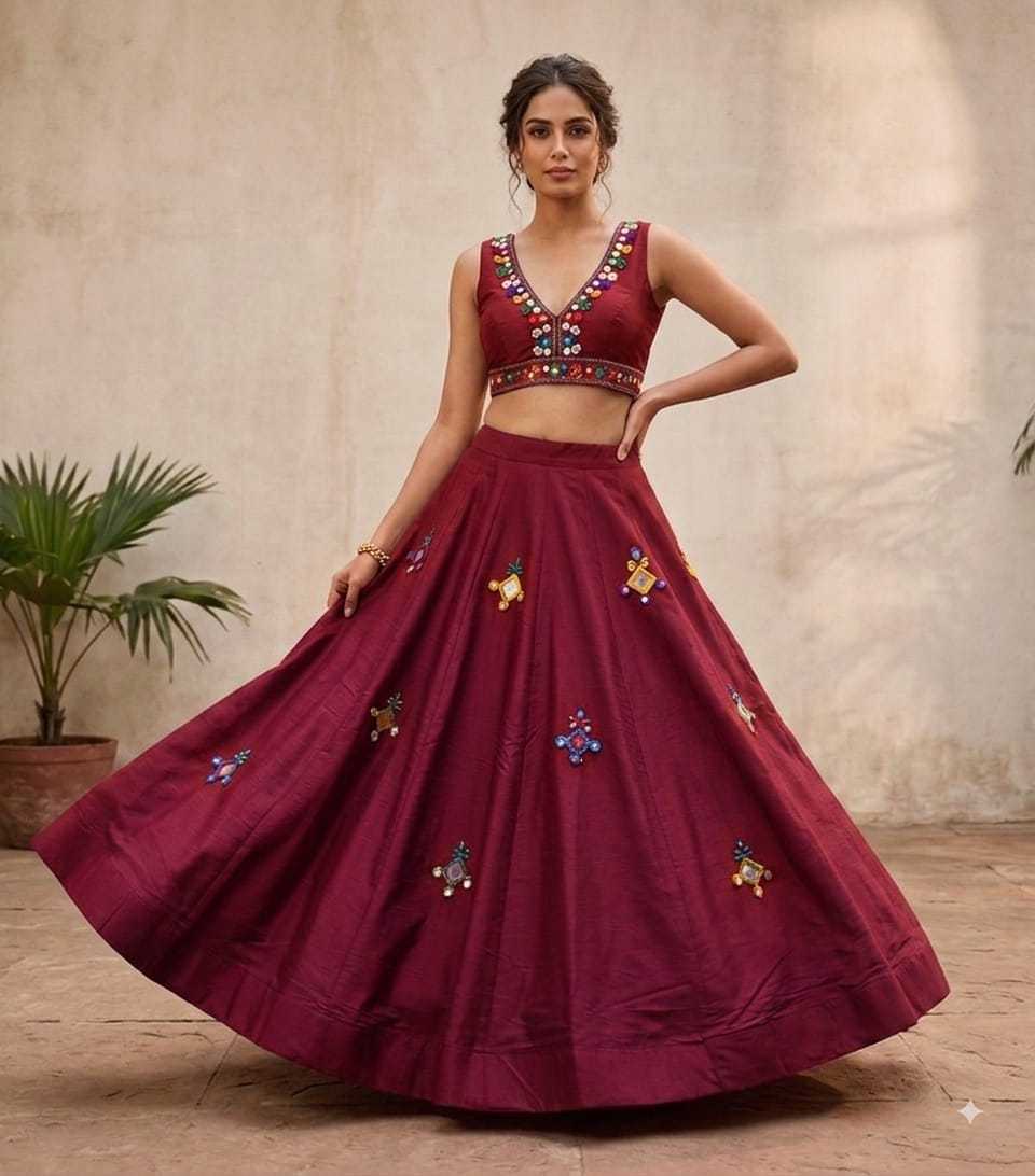 Ghungru Heavy Roman Silk Designer Lehenga