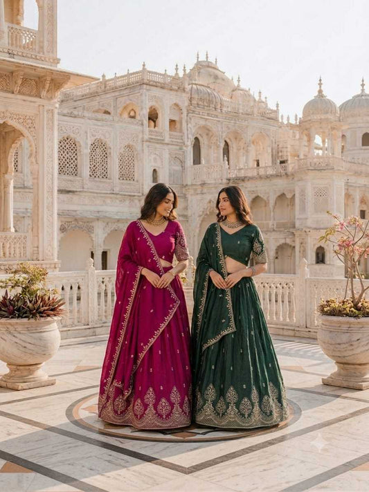 Hiranvitha Chinon Embroidered Lehenga