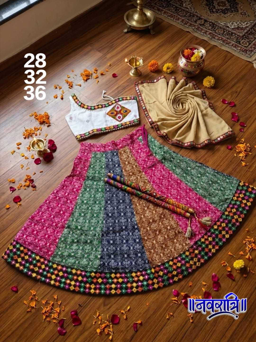 Cotton Kids Lehenga in Cream