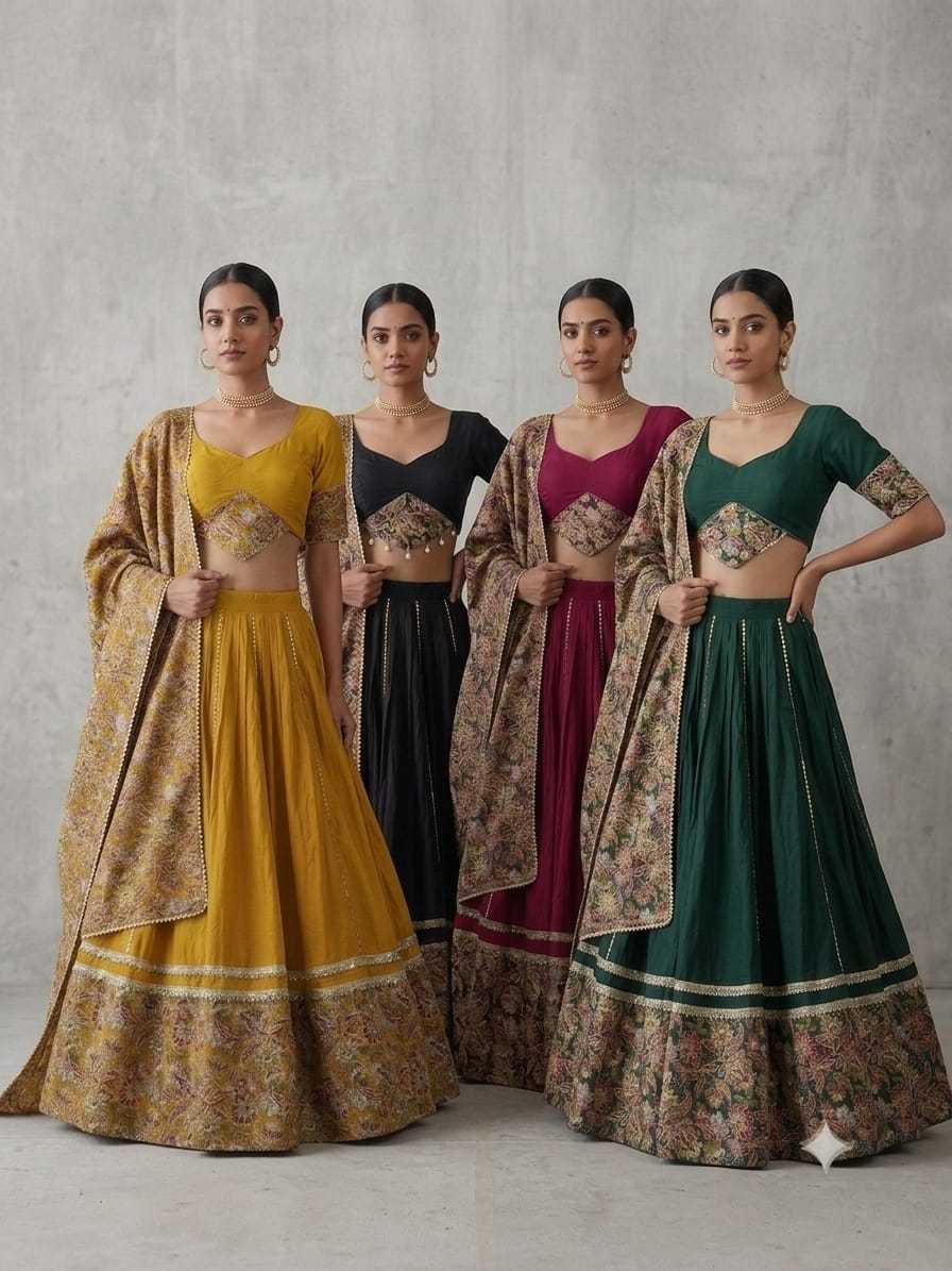 Jamkudi Rayon Traditional Lehenga in Black