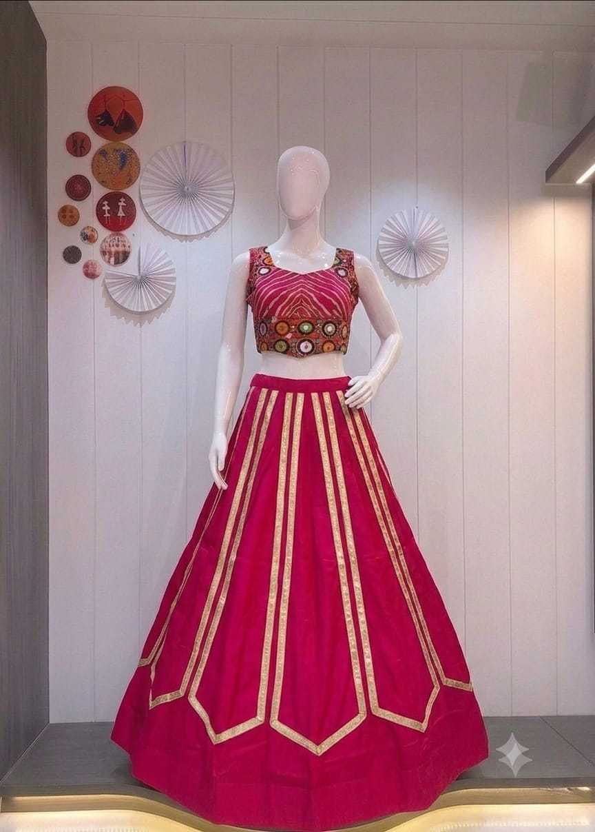 Kacchi Blouse Heavy Roman Silk Fancy Lehenga
