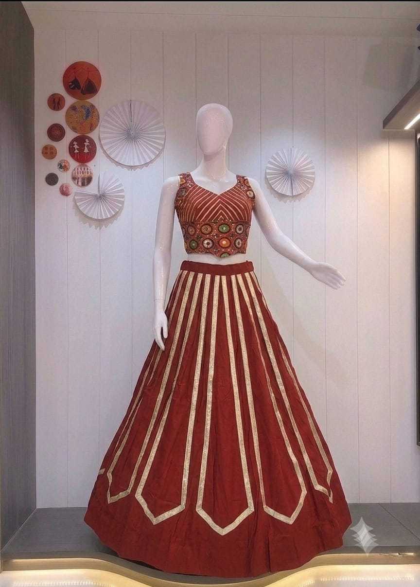 Kacchi Blouse Heavy Roman Silk Fancy Lehenga