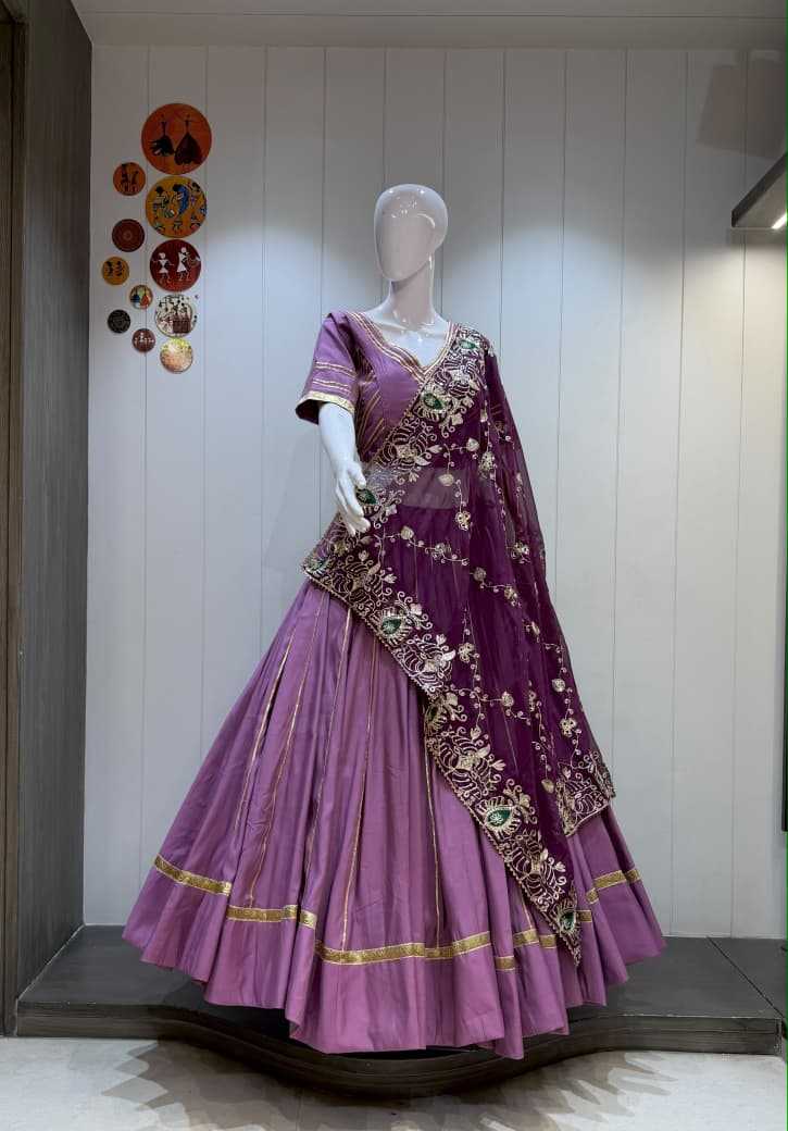One Line Heavy Roman Silk Traditional Lehenga