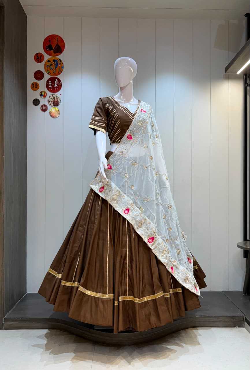 One Line Heavy Roman Silk Traditional Lehenga