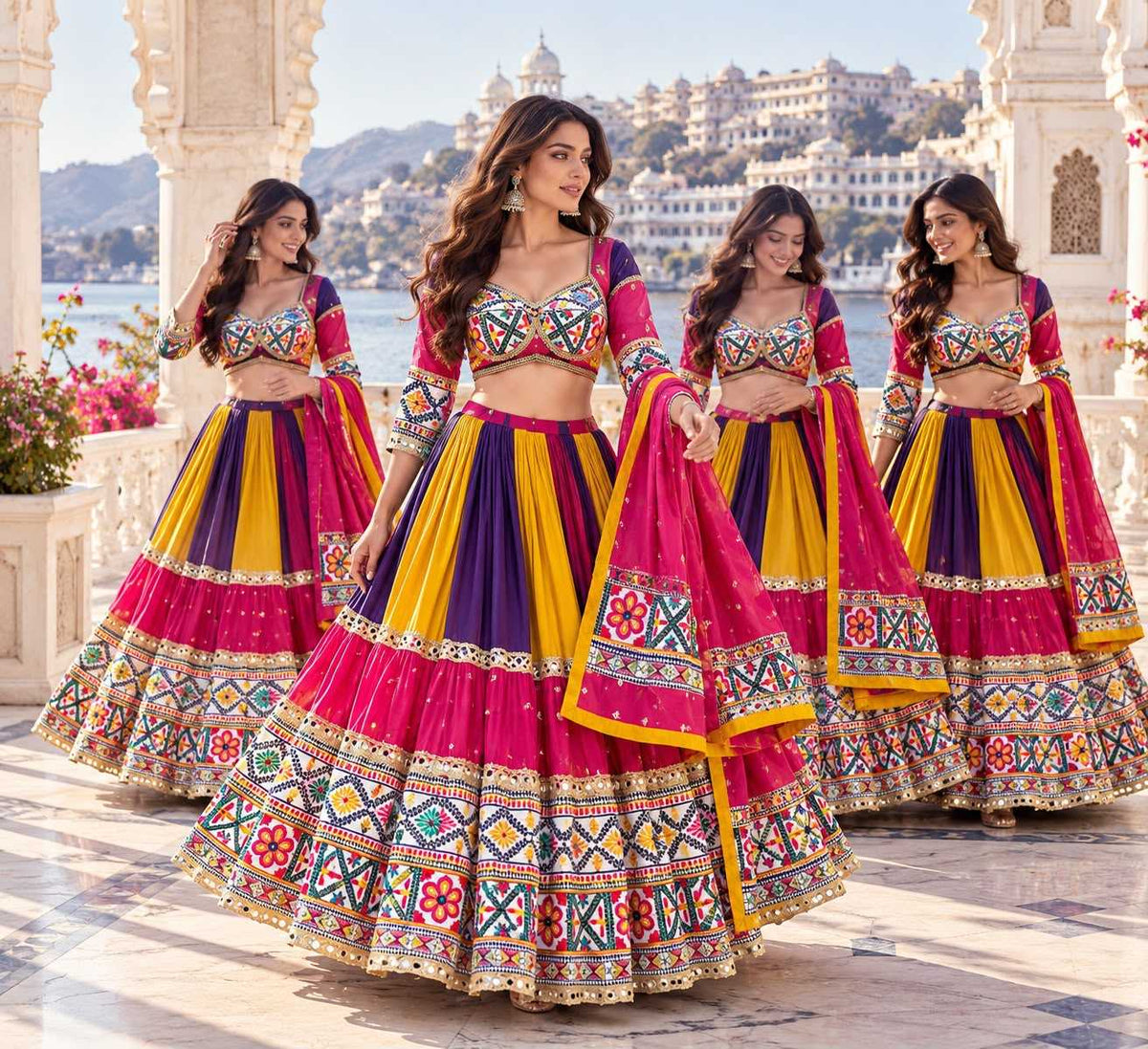 Sanjana Heavy Roman Silk Designer Lehenga