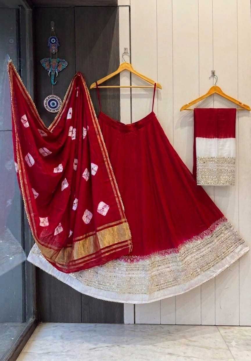 Shibhori Tye Chanderi Silk Lehenga