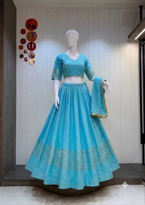 Tone Cotton Designer Lehenga