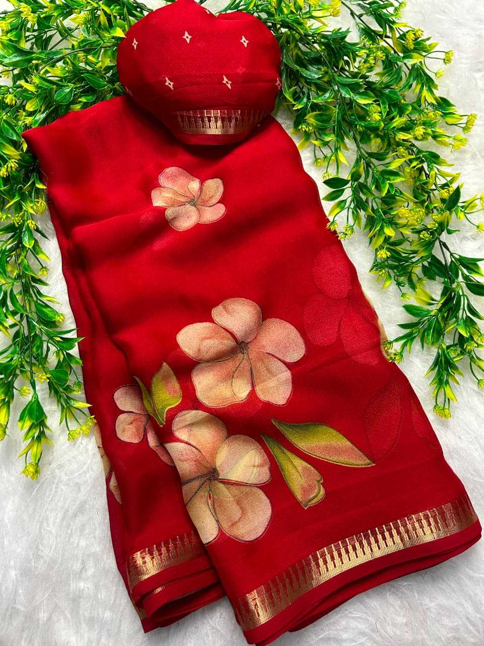 Dull Moss Designer Saree