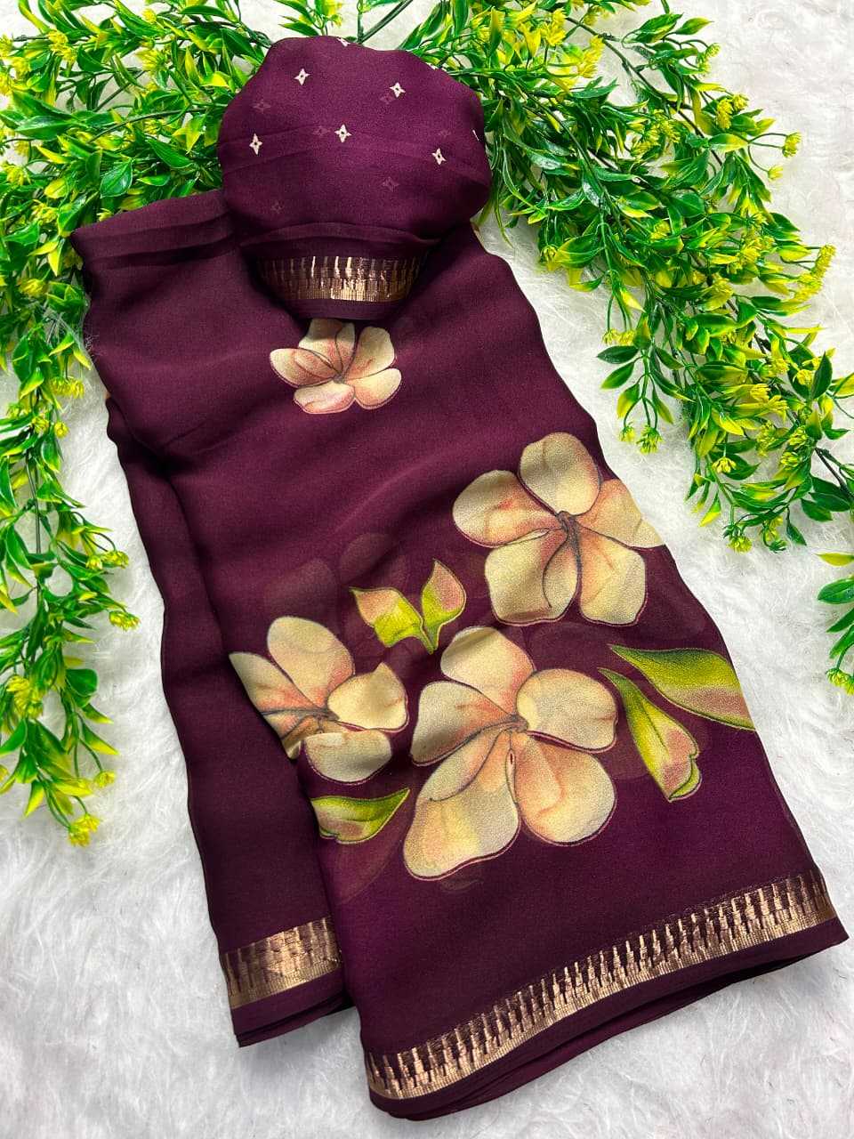 Dull Moss Designer Saree