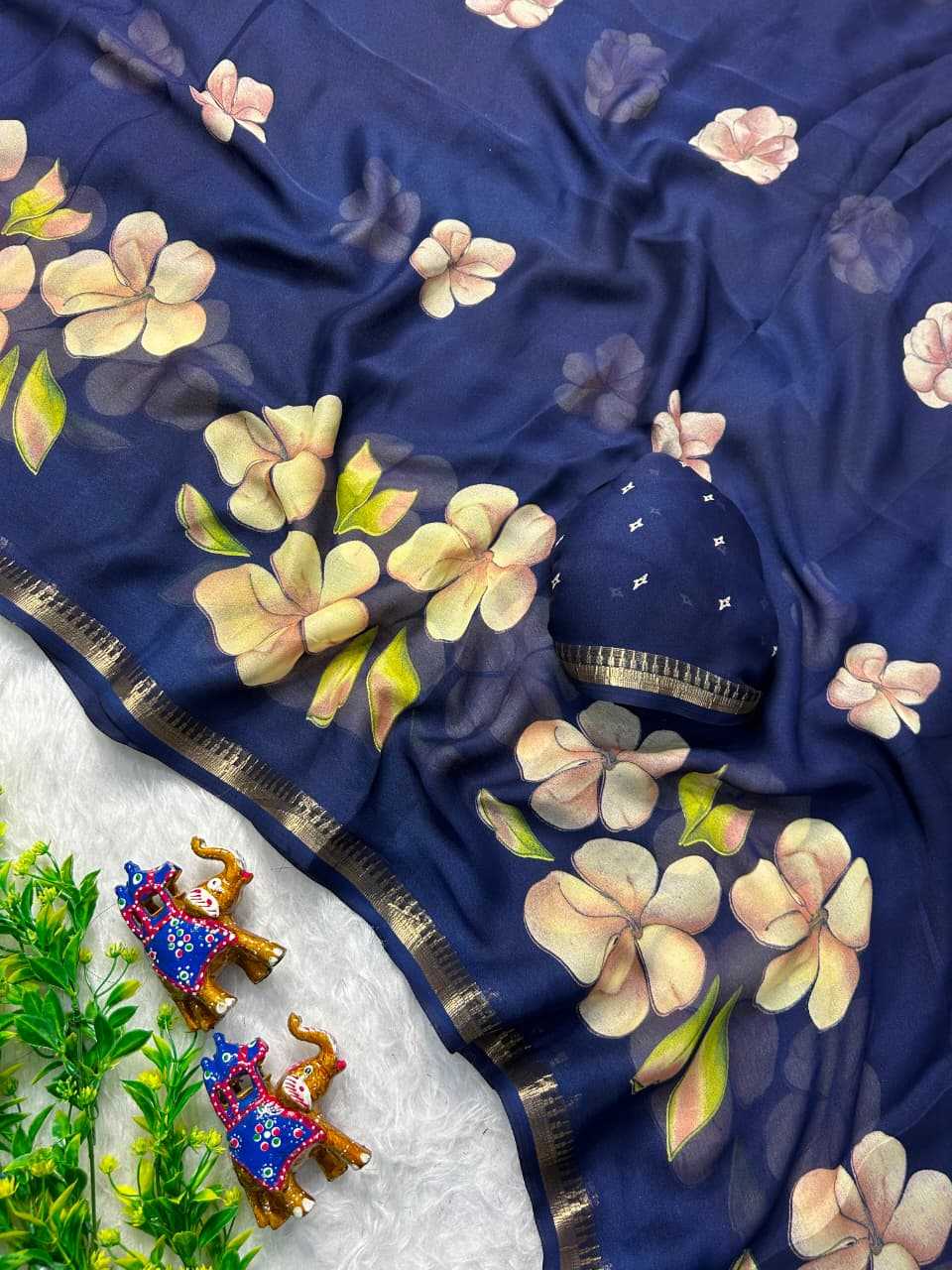 Dull Moss Designer Saree