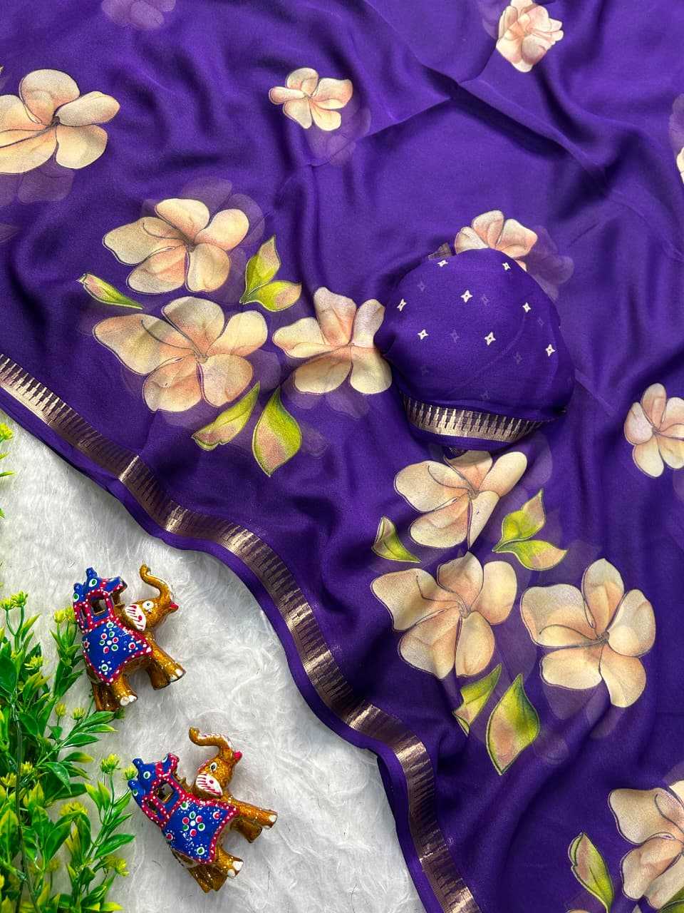 Dull Moss Designer Saree