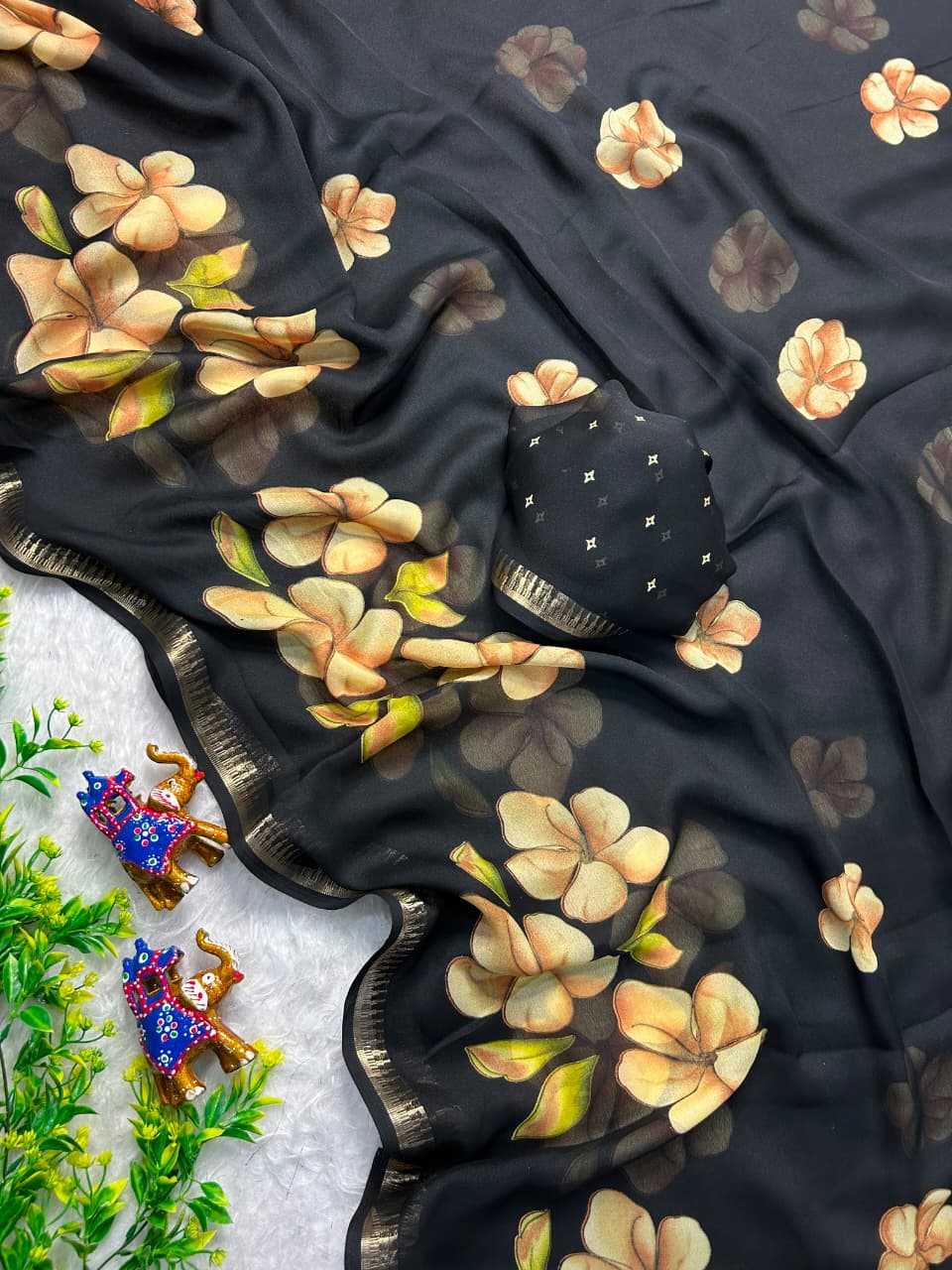 Dull Moss Designer Saree