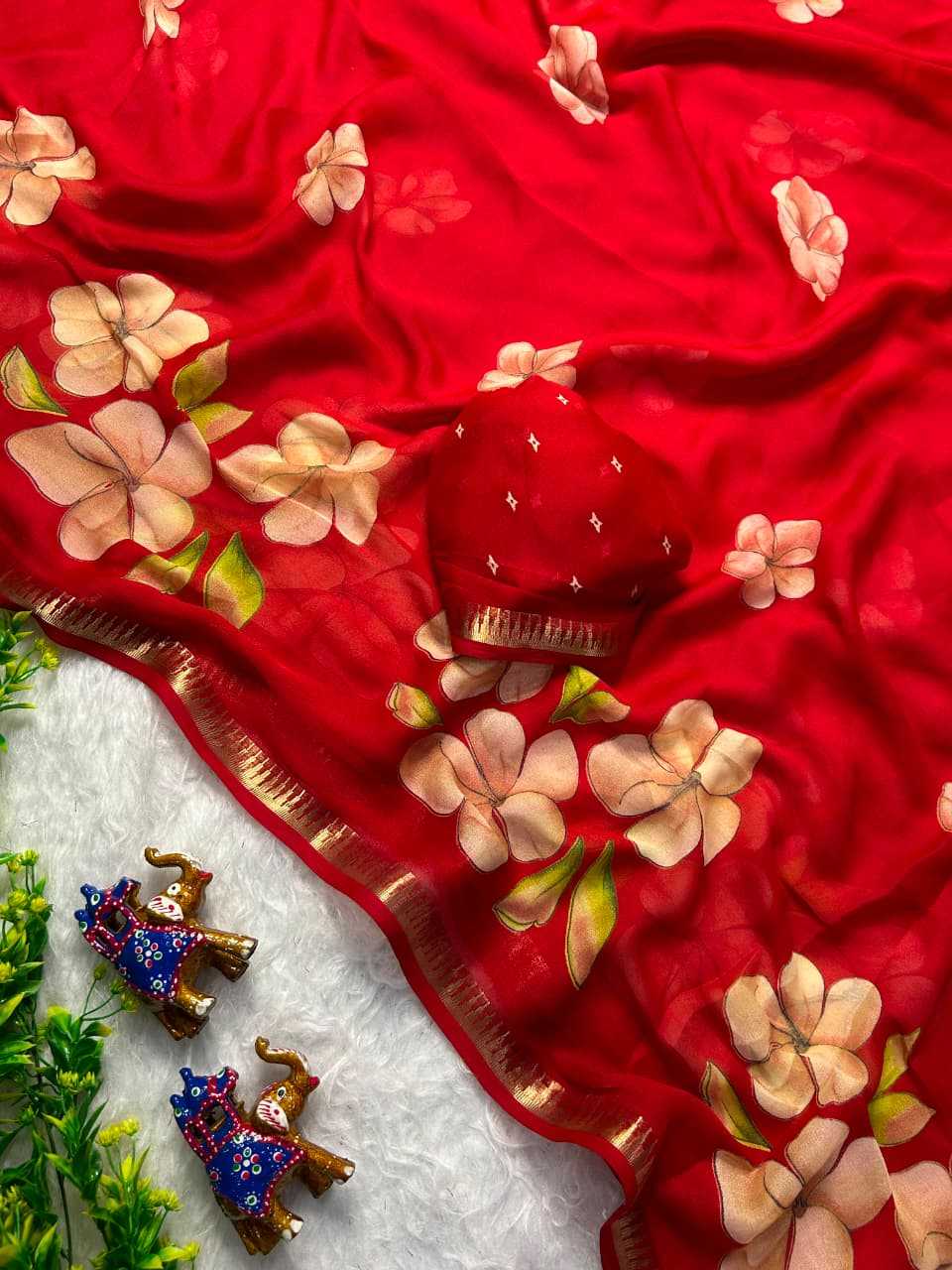 Dull Moss Designer Saree