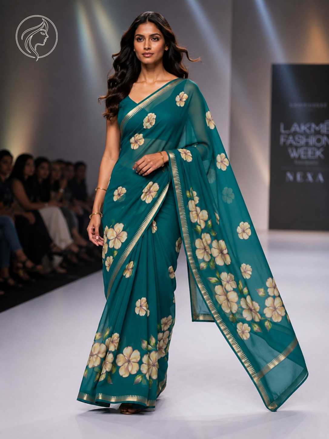 Dull Moss Designer Saree