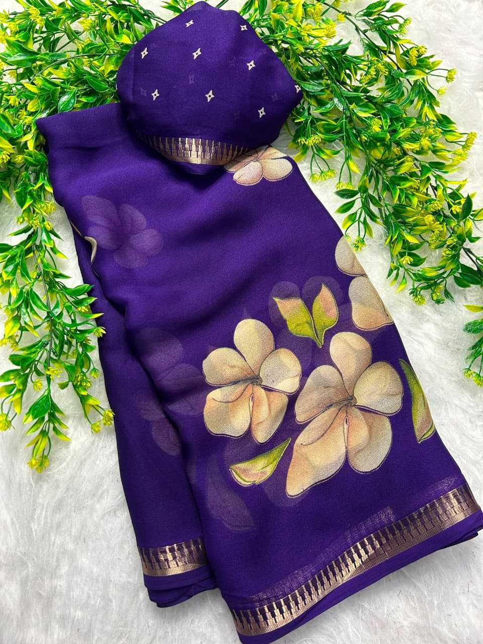 Dull Moss Designer Saree