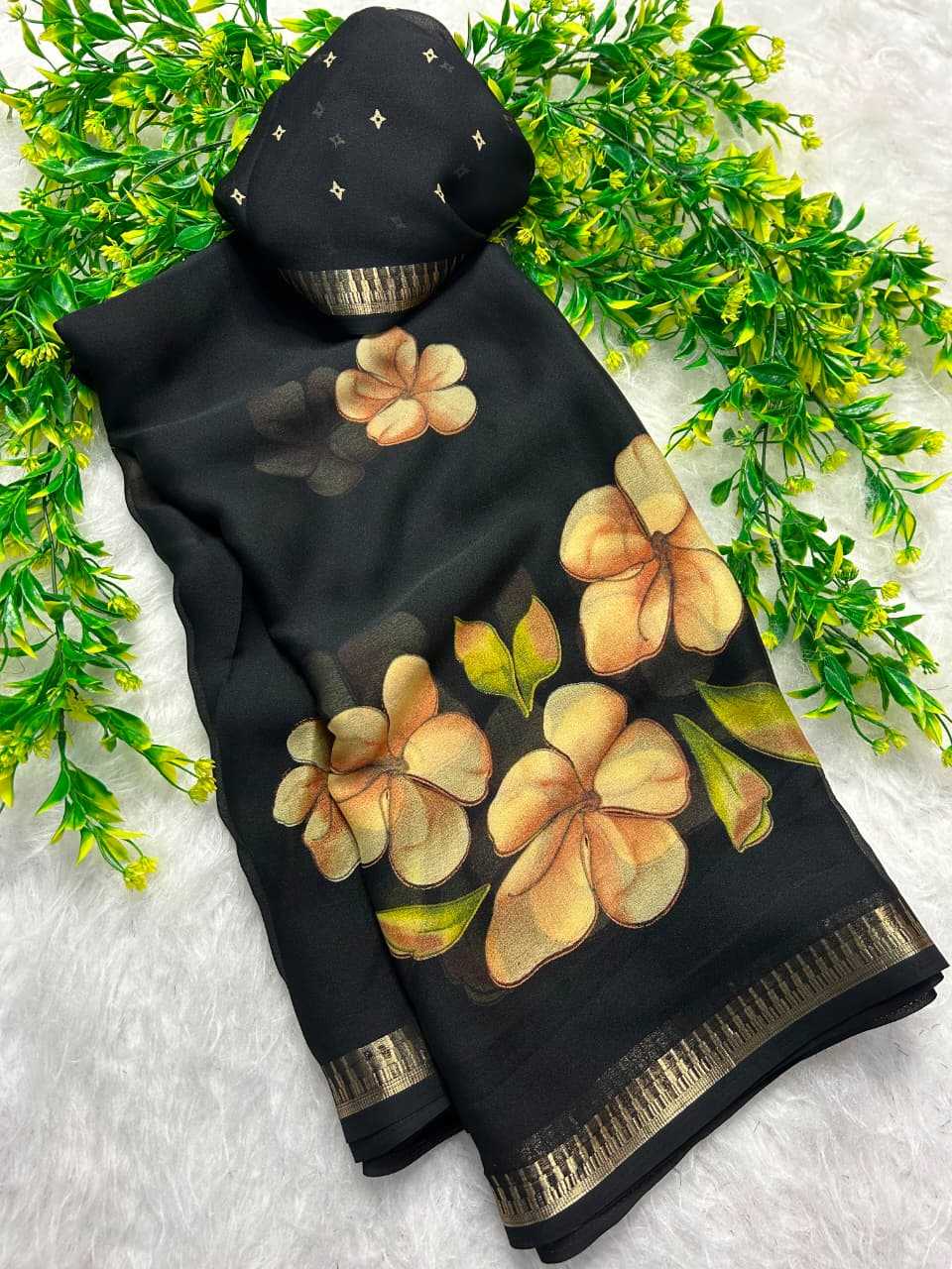 Dull Moss Designer Saree