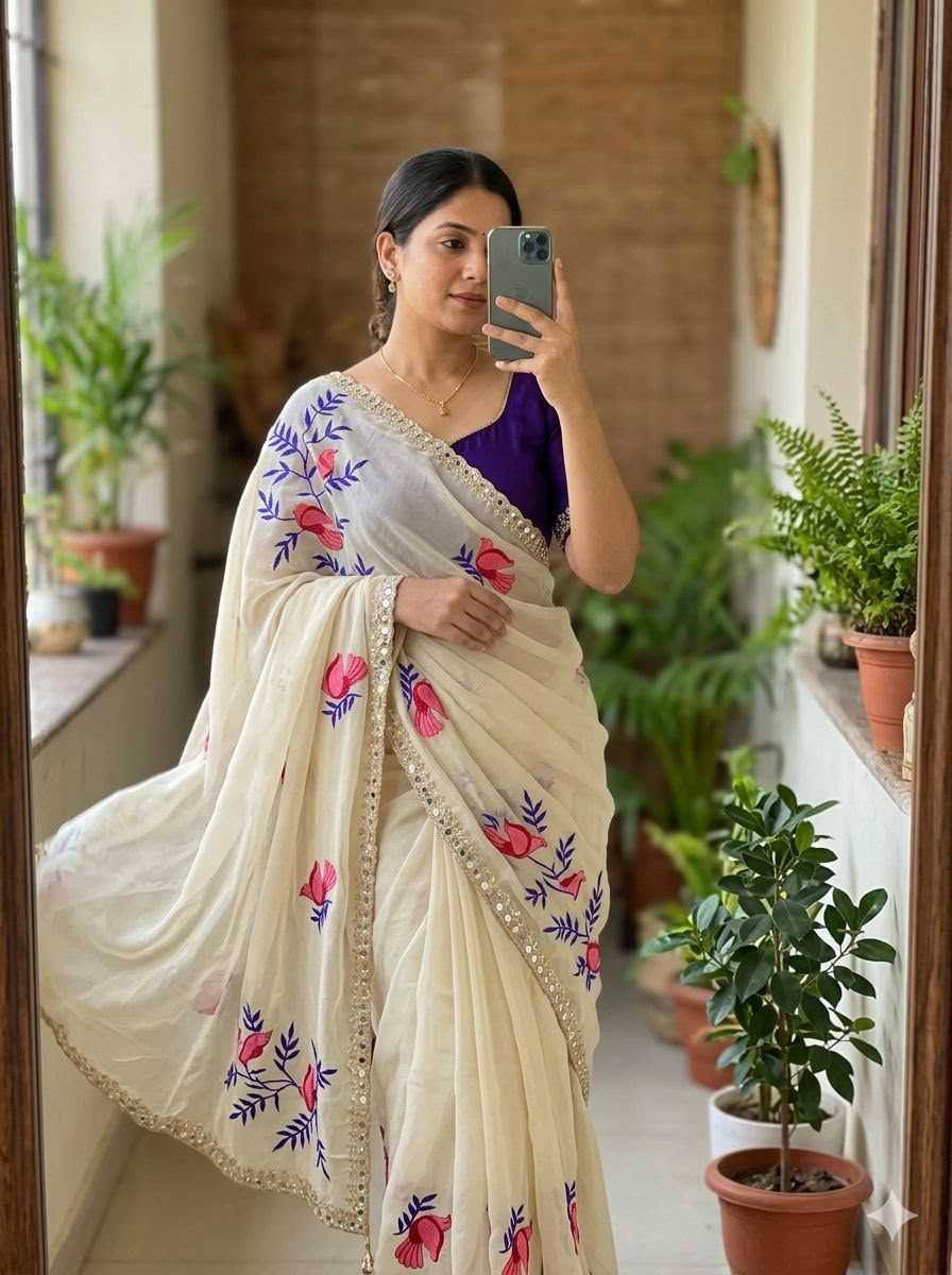 Embroidered Silk Saree