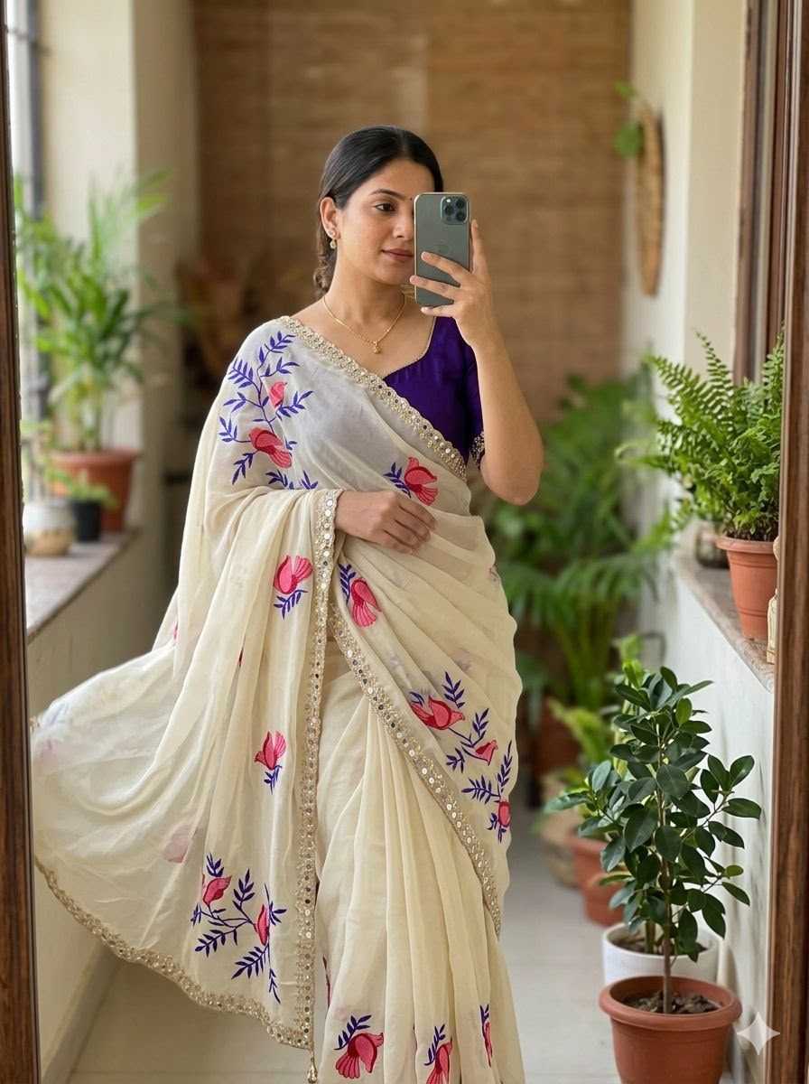 Embroidered Silk Saree