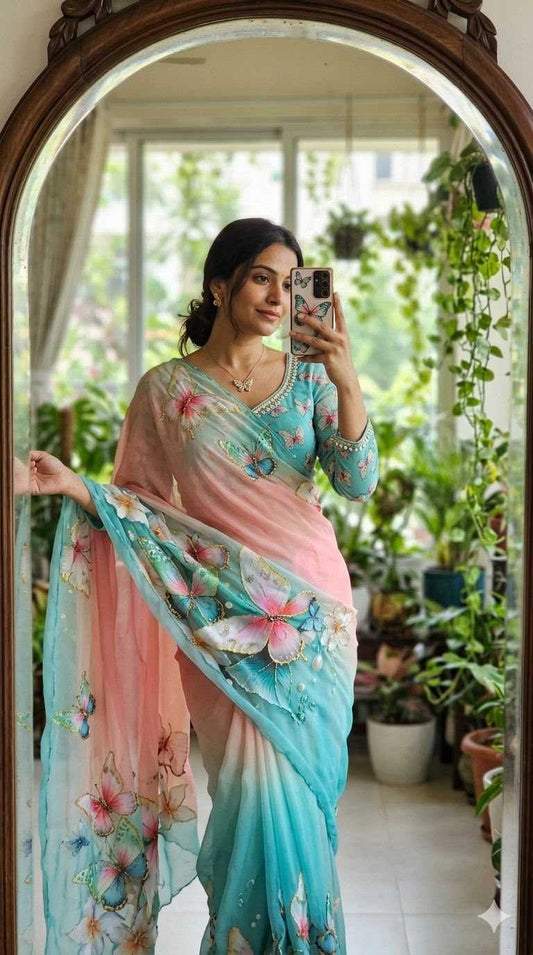 Dhanvitha Chiffon Printed Saree