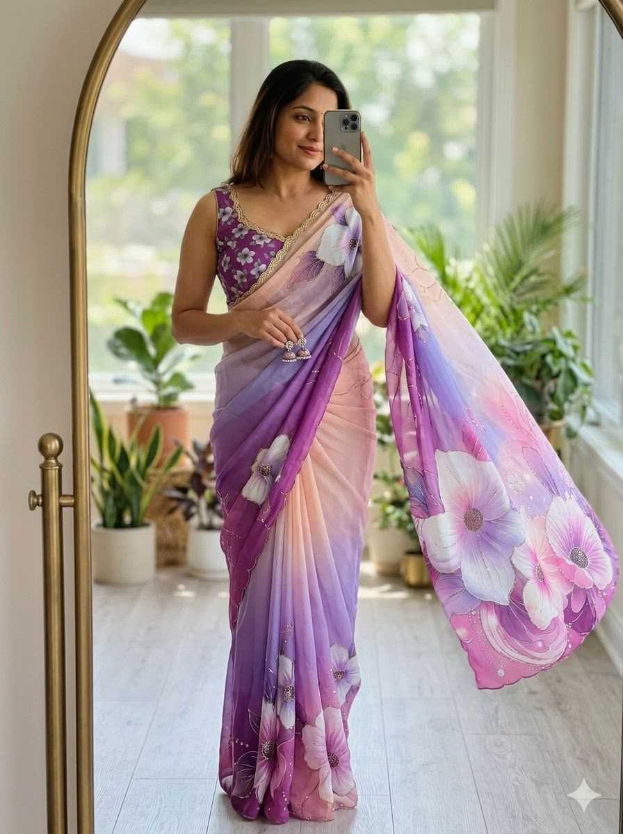 Dhanvitha Chiffon Printed Saree