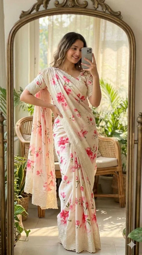 Floral Butta Tussar Silk Saree