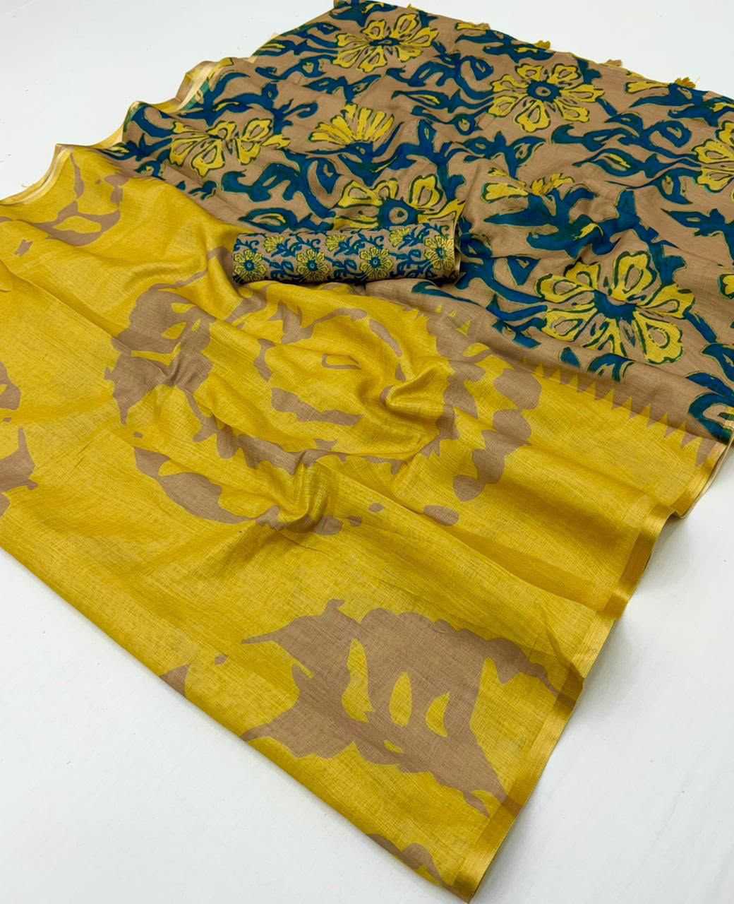 Lisha Linen Soft Cotton Kalamkari Saree