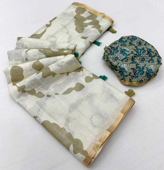 Lisha Linen Soft Cotton Kalamkari Saree