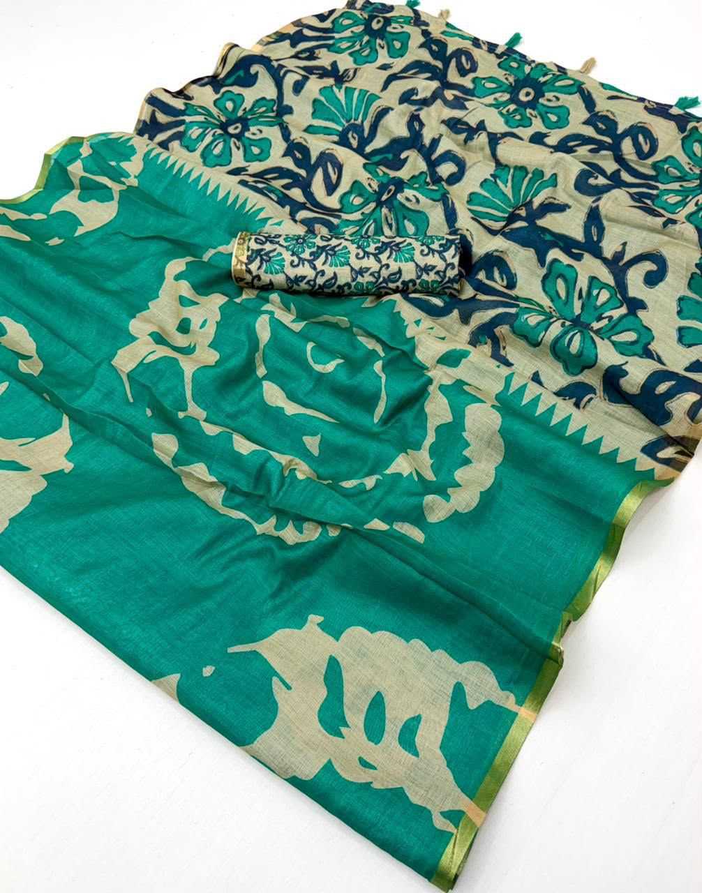Lisha Linen Soft Cotton Kalamkari Saree