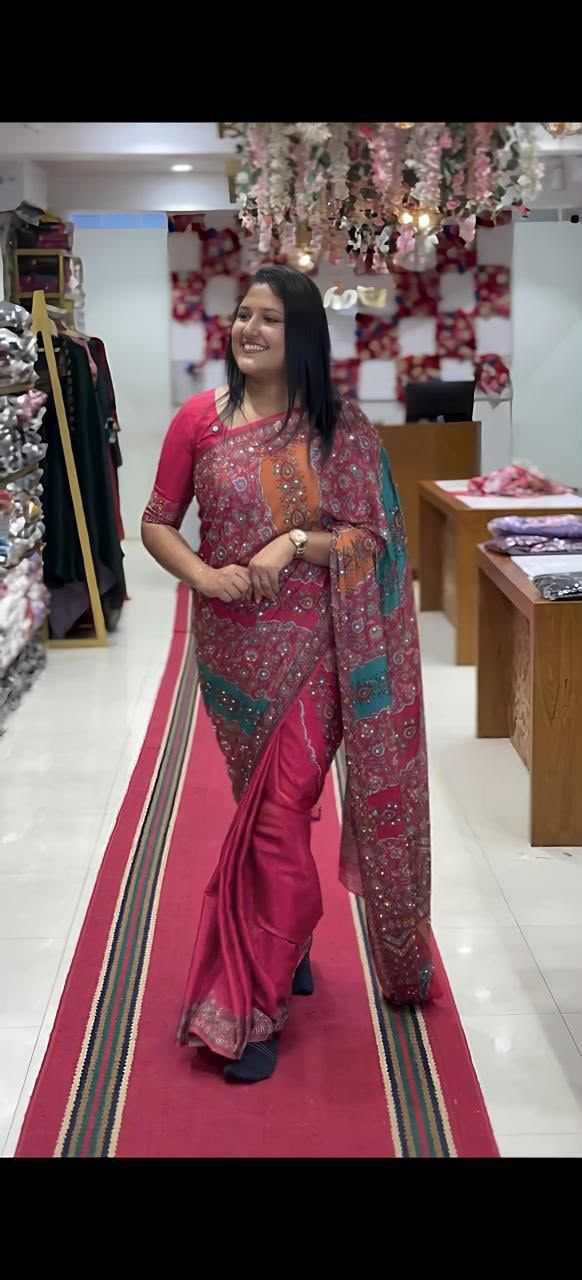 Chinon Designer Saree in Black