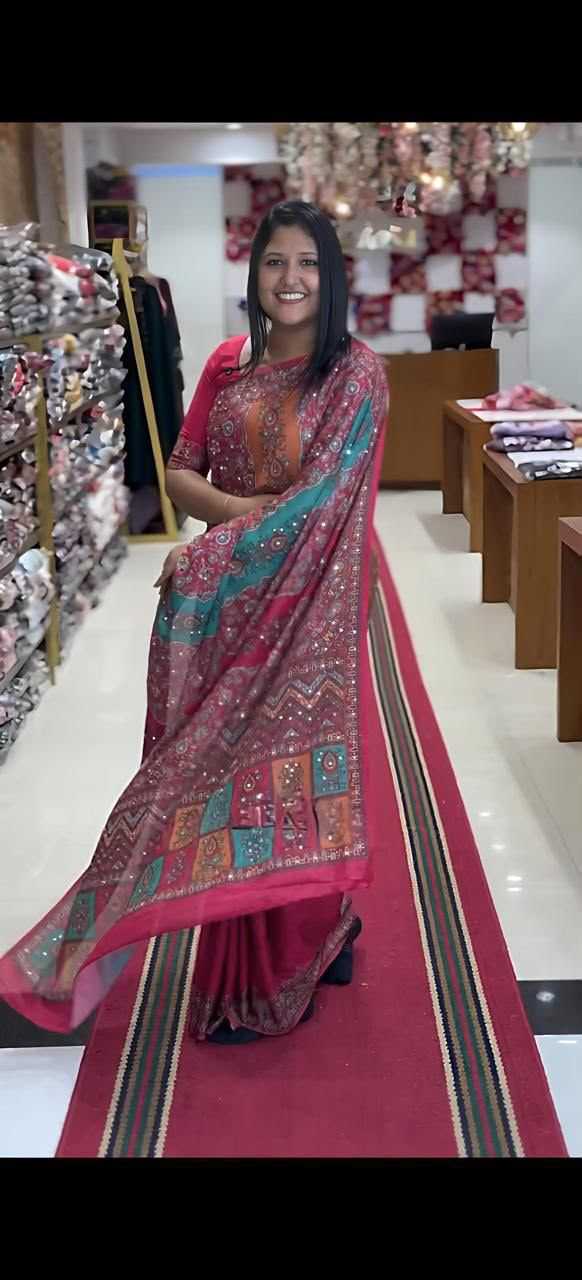 Chinon Designer Saree in Black
