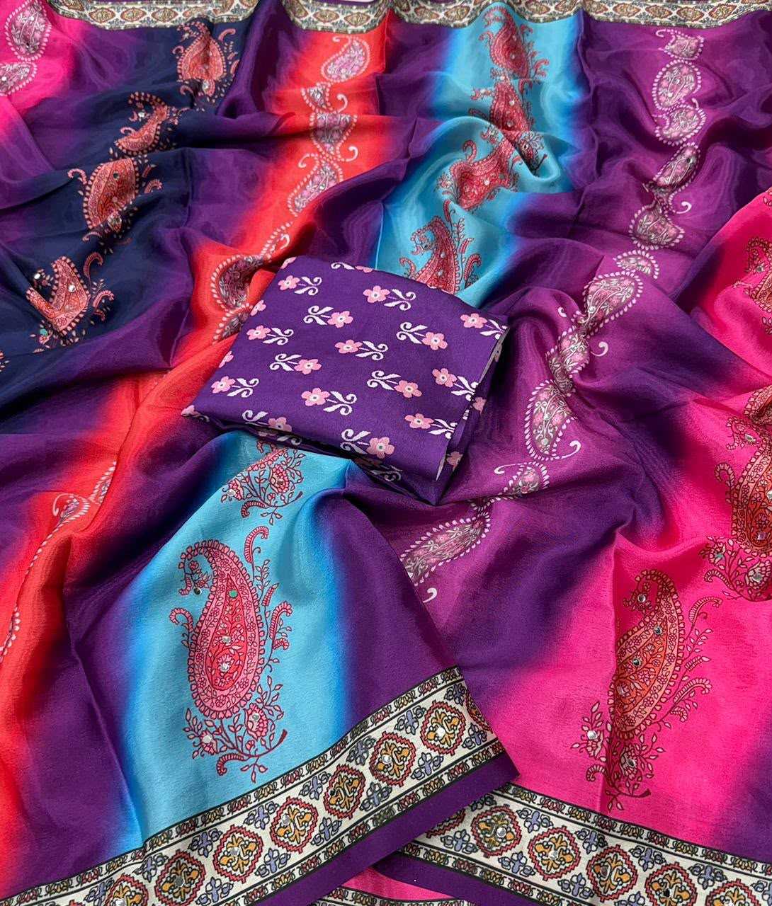 Mirror Chinon Designer Saree