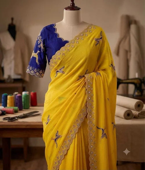 MOR Pankh Chinon Silk Soft Saree