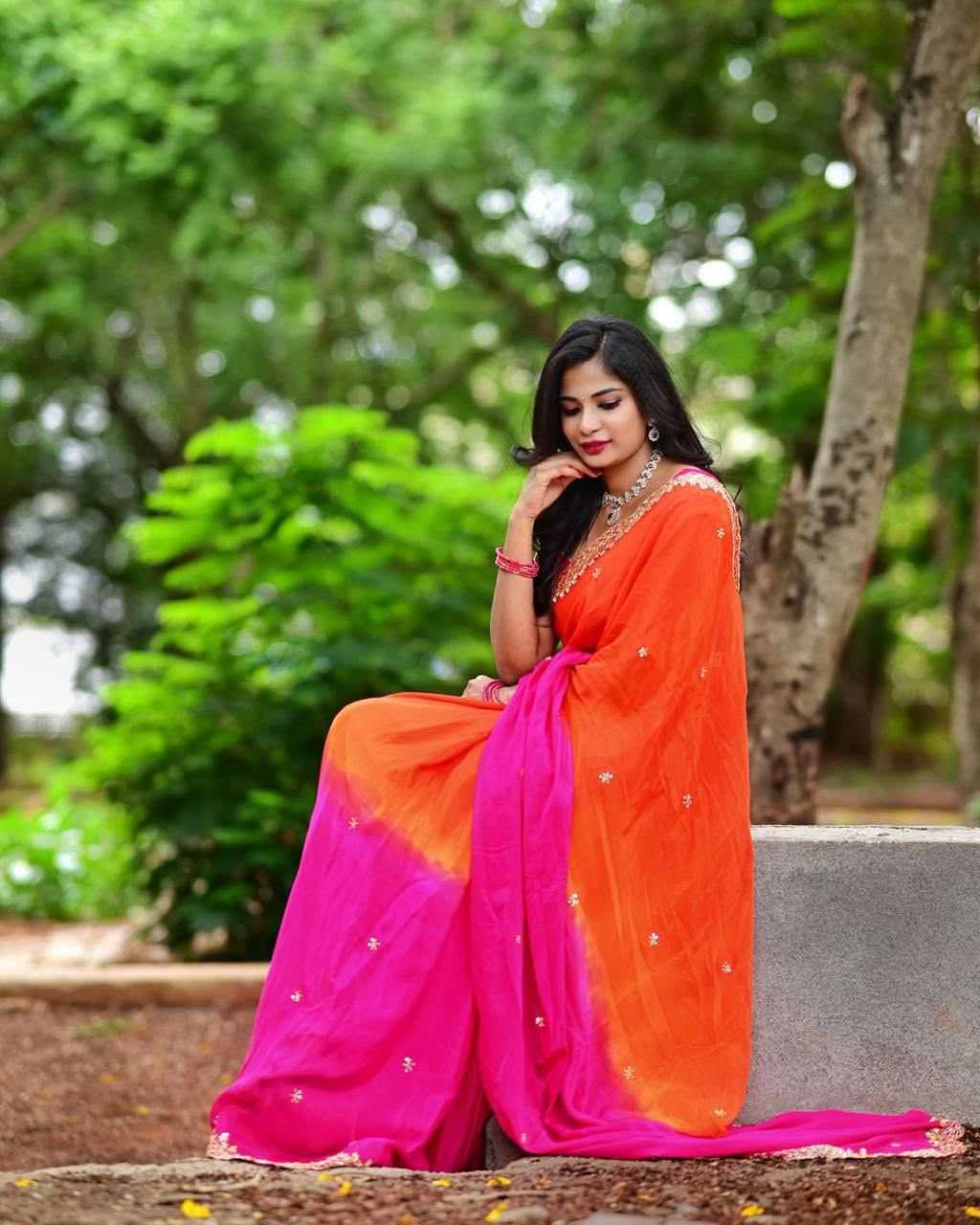 Chinon Silk Designer Saree