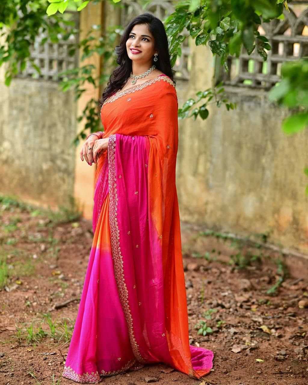 Chinon Silk Designer Saree