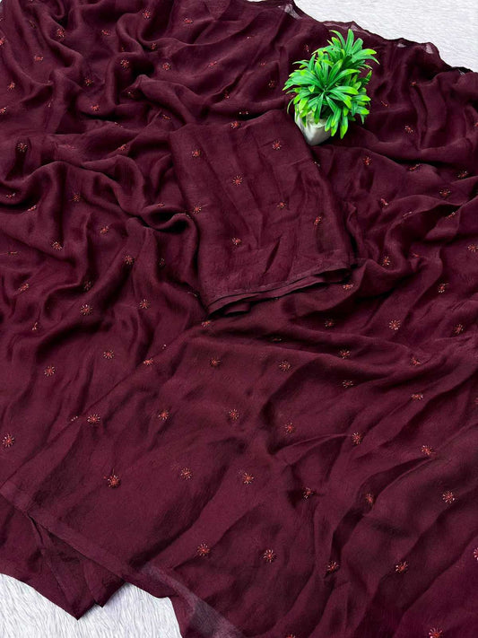 Aditi Rangoli Silk Soft Saree in Rani