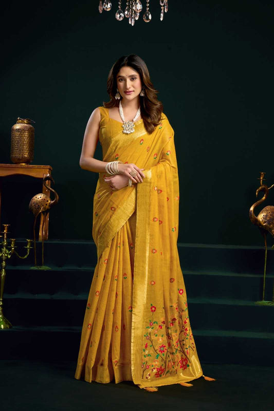 Soft Cotton Designer Saree in Green