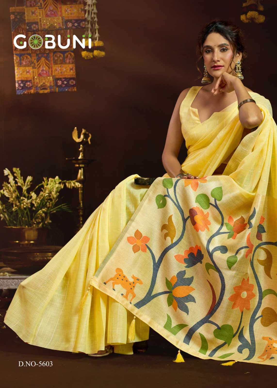 Gobuni Sukanya Linen Designer Saree