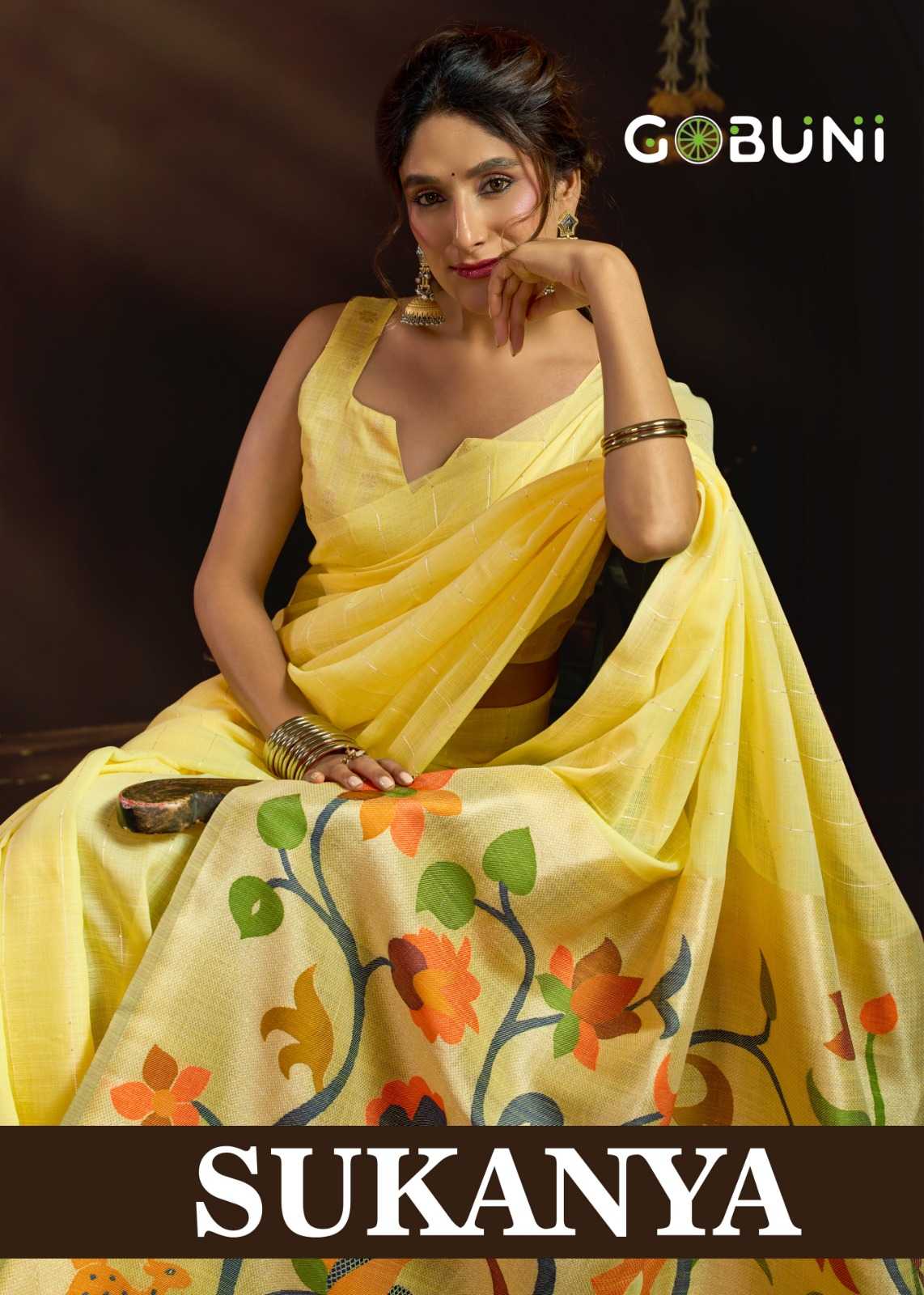 Gobuni Sukanya Linen Designer Saree