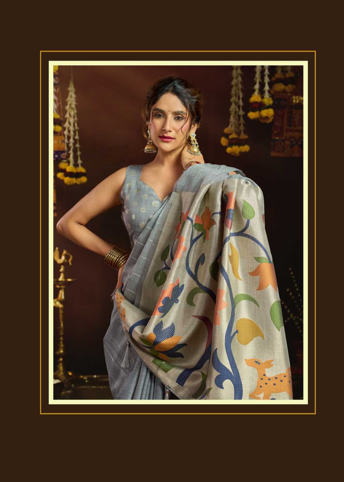 Gobuni Sukanya Linen Designer Saree