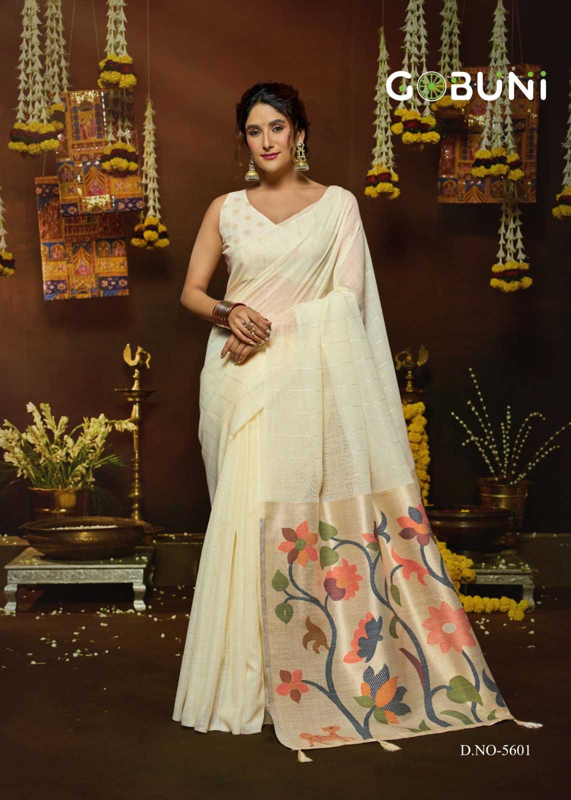 Gobuni Sukanya Linen Designer Saree