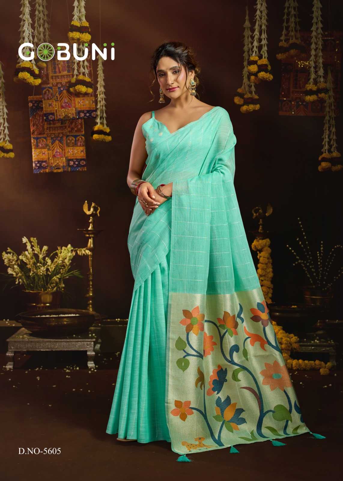 Gobuni Sukanya Linen Designer Saree