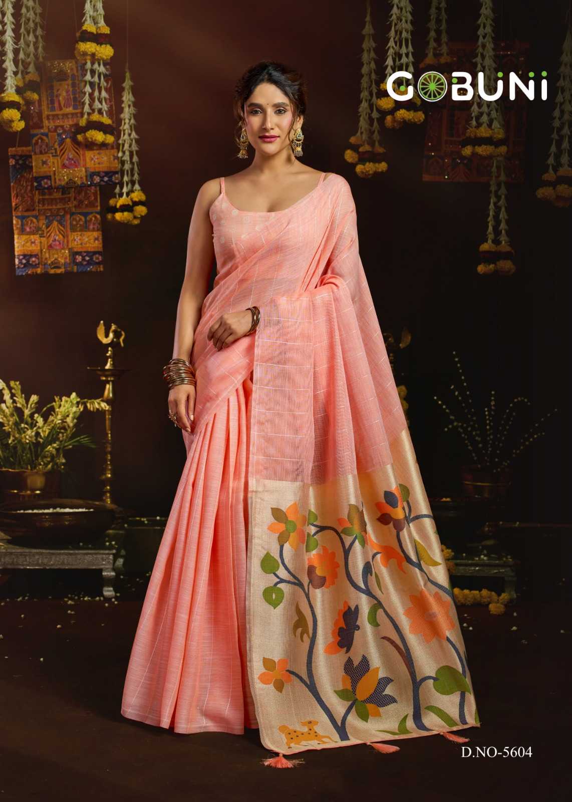 Gobuni Sukanya Linen Designer Saree