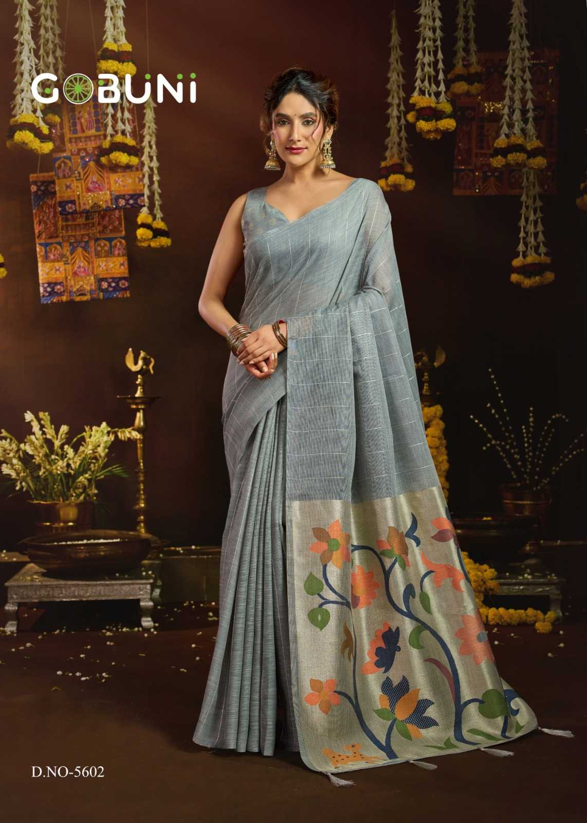 Gobuni Sukanya Linen Designer Saree