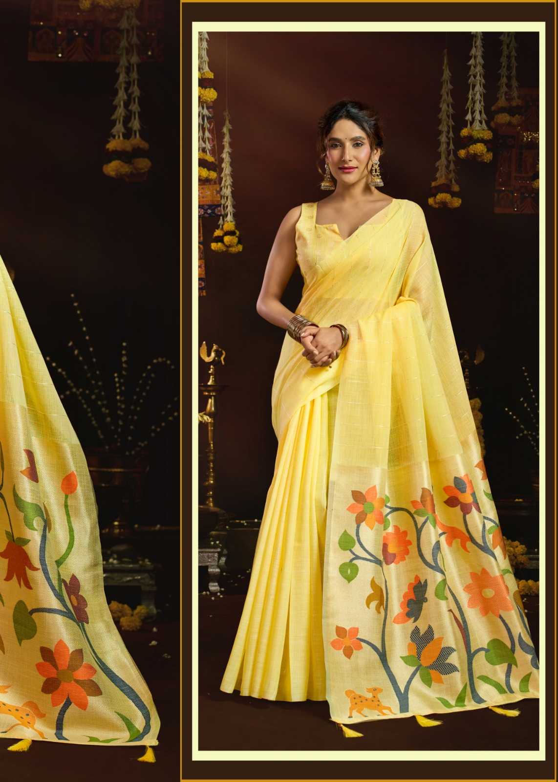 Gobuni Sukanya Linen Designer Saree