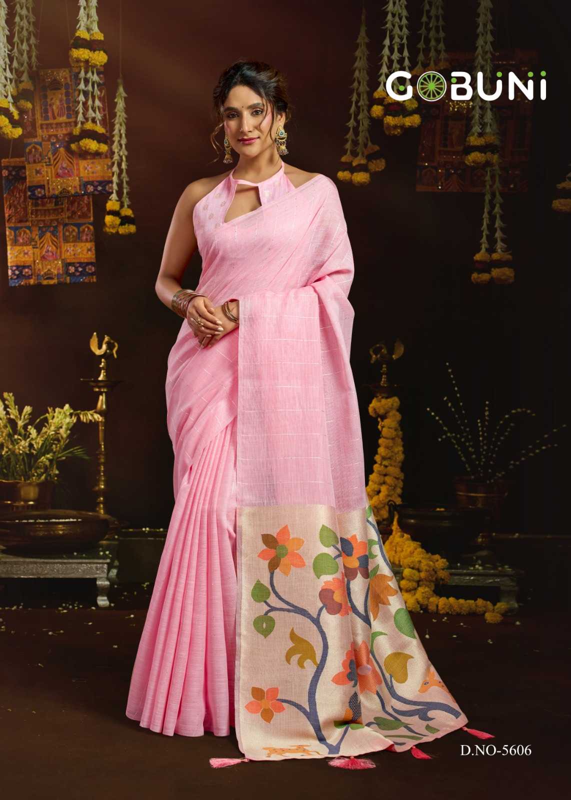 Gobuni Sukanya Linen Designer Saree