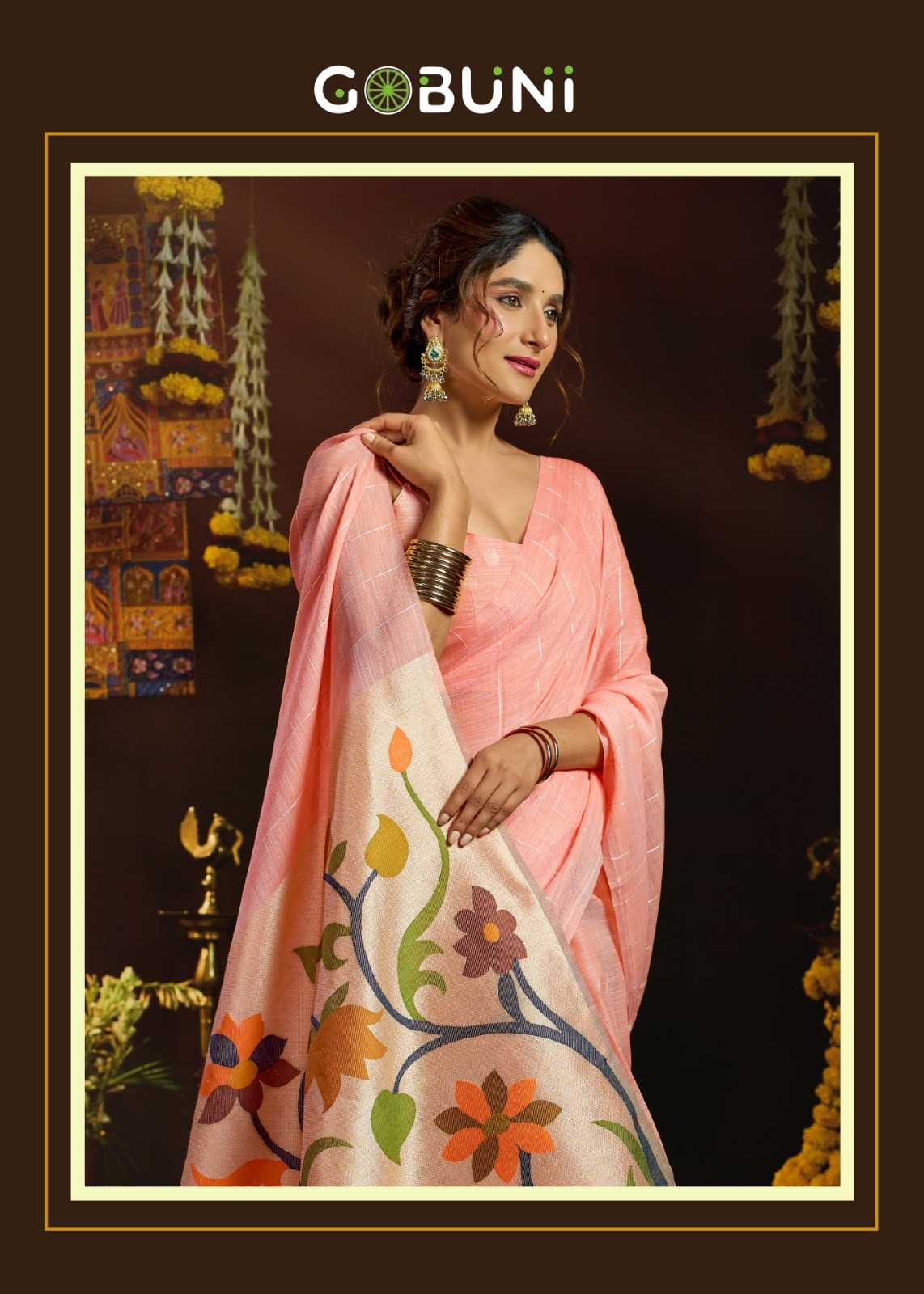 Gobuni Sukanya Linen Designer Saree