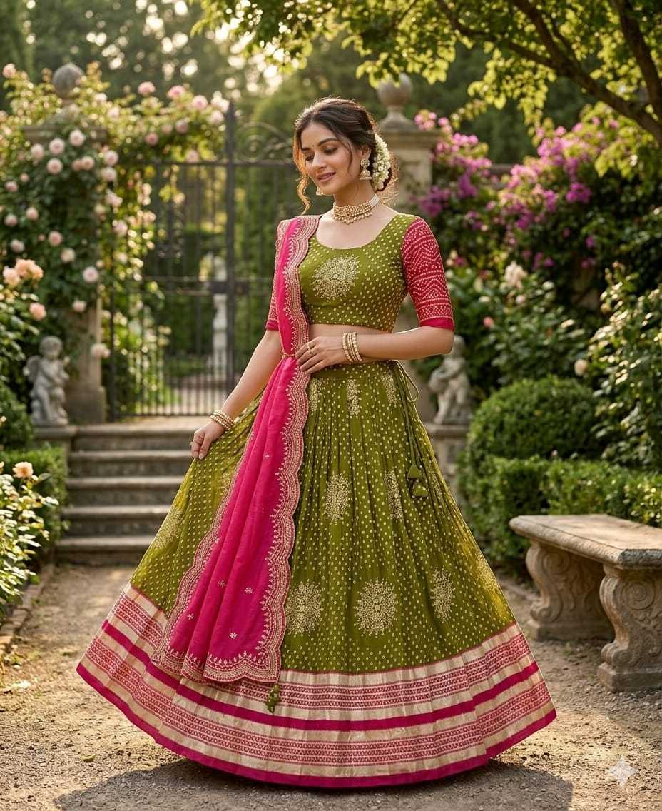 Dull Moss Designer Lehenga
