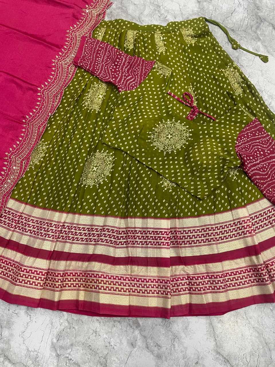 Dull Moss Designer Lehenga