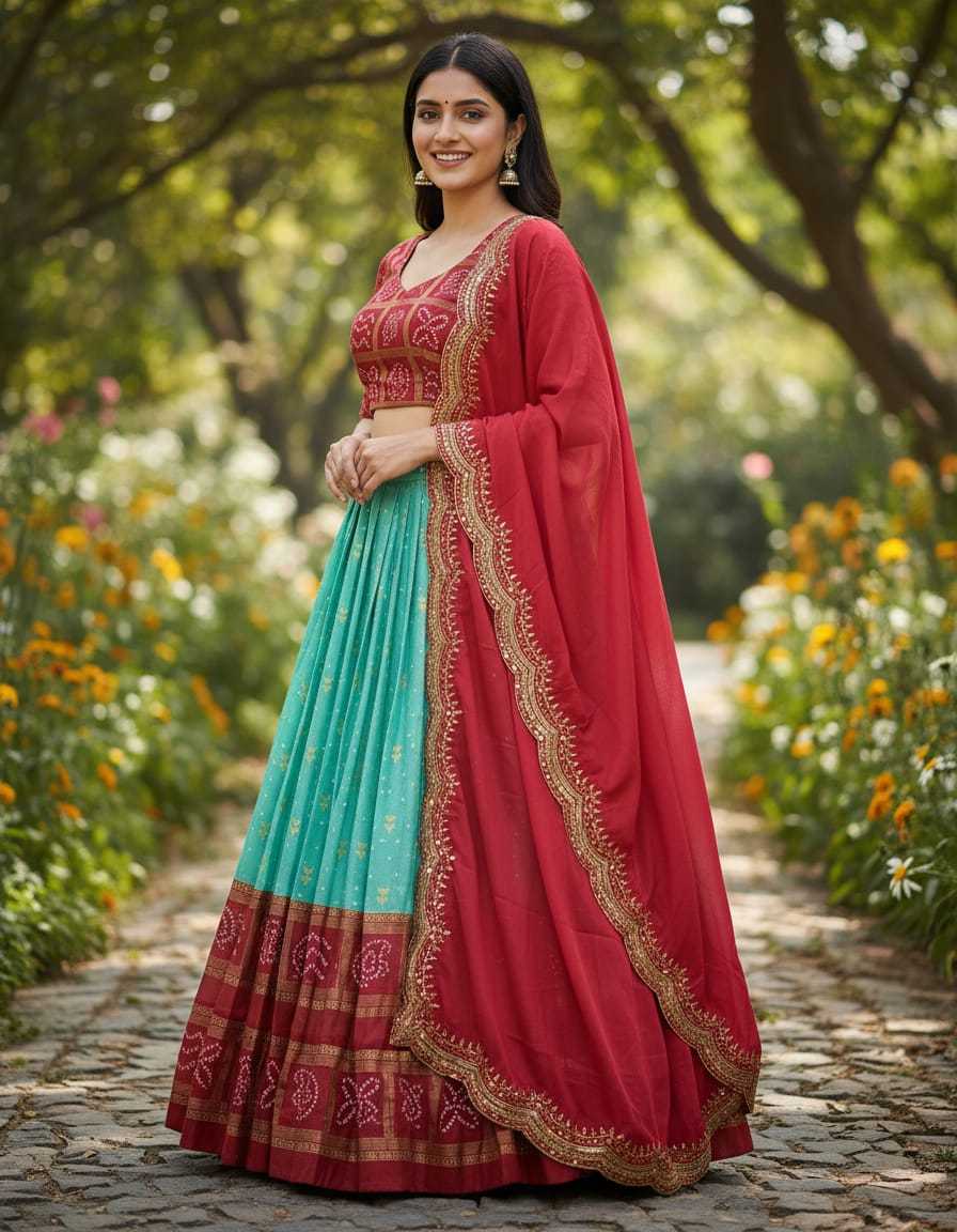 Dull Moss Designer Lehenga