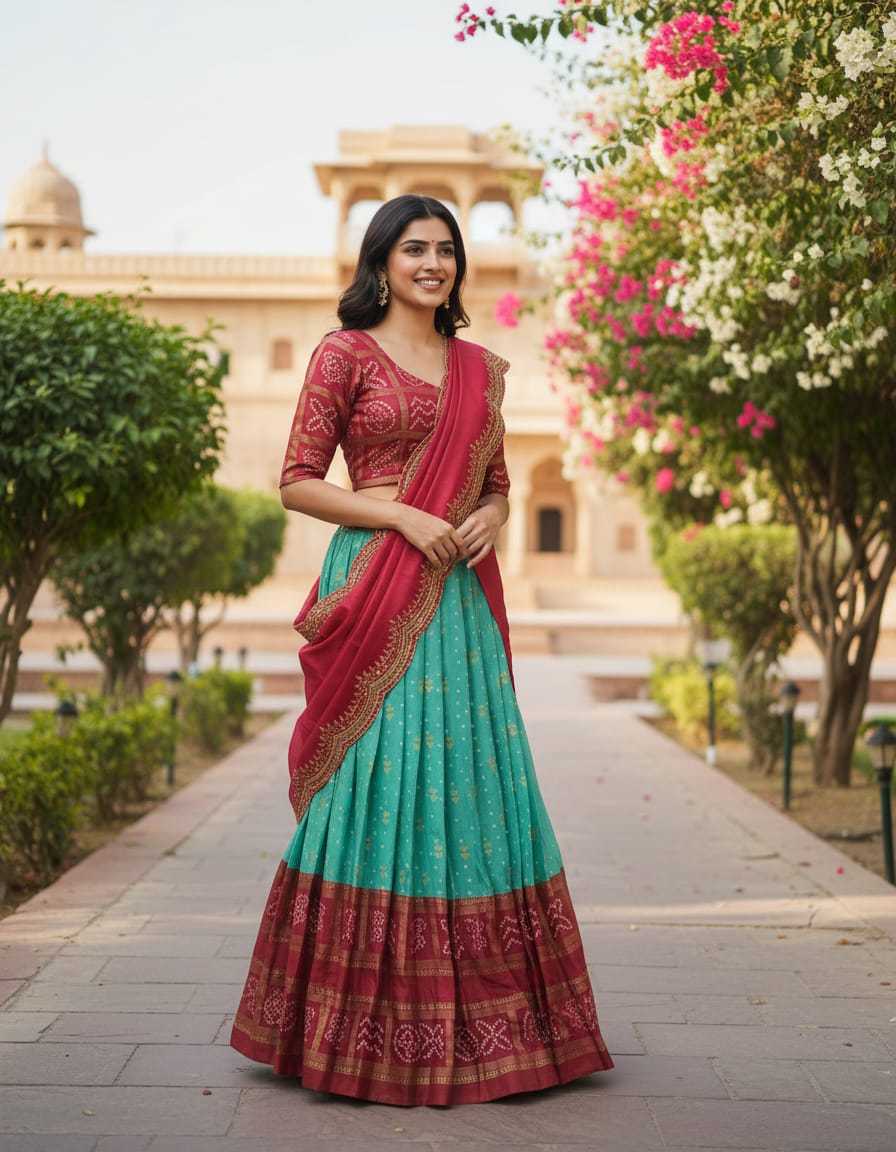 Dull Moss Designer Lehenga